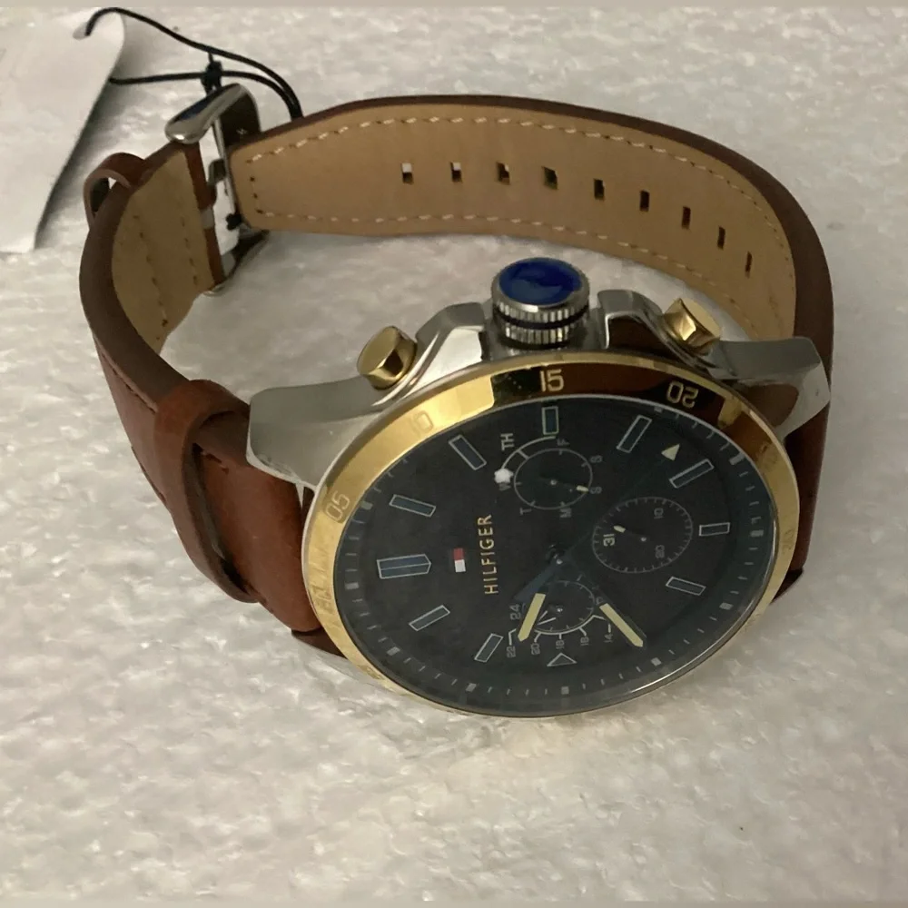 Tommy Hilfiger Men's Brown Quartz Stainless Steel and Leather Strap Casual Watch